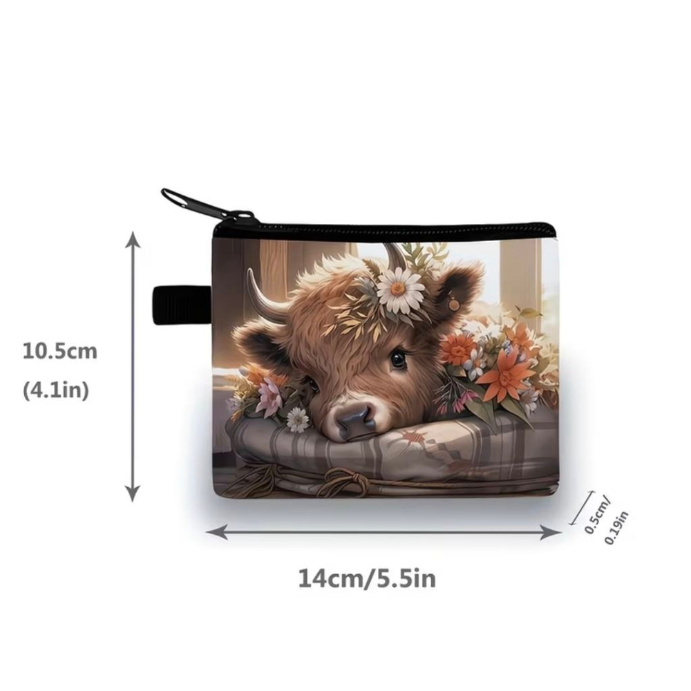 Women's Highland Cow Print Wallet One Size Brown Black - Picture 2 of 2